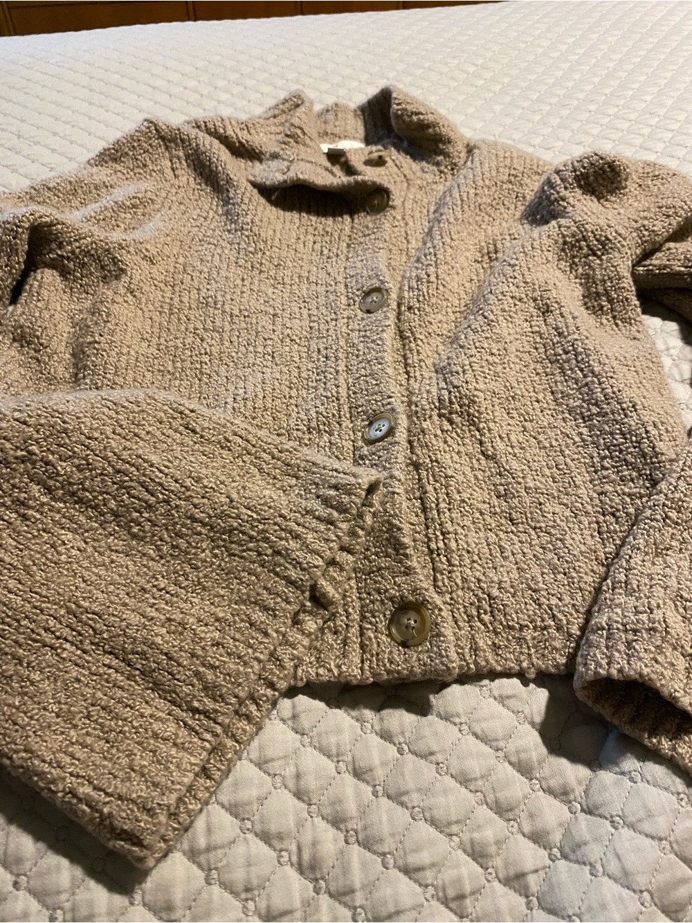 Small Banana Republic Tan Bouclé Button-Front Cardigan